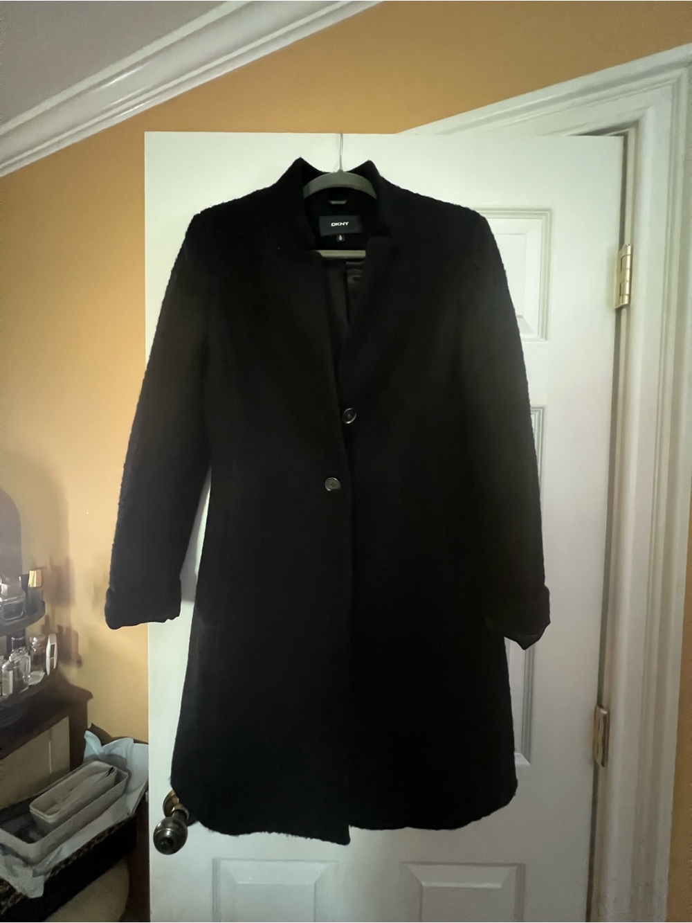 Dkny Black Women's Single-Breasted Wool-Blend Coat